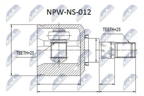 ШАРНІР РІВНИХ КУТОВИХ ШВИДКОСТЕЙ | NISSAN ALMERA N16 1.8, 1.5DCI 00- /ПРАВ/ NTY NPWNS012