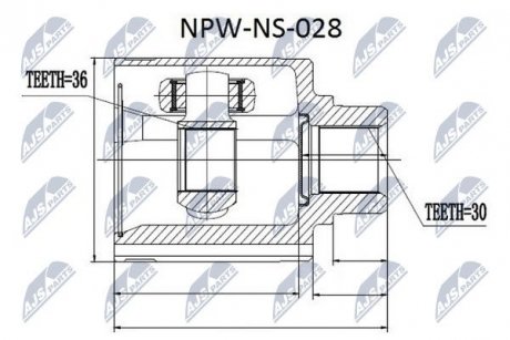 ШАРНІР РІВНИХ КУТОВИХ ШВИДКОСТЕЙ | NISSAN MURANO Z50 11.2004-07 /ПРАВ,ПЕРЕД/ NTY NPWNS028