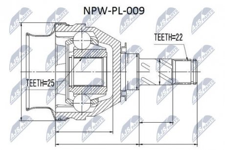 ШАРНІР РІВНИХ КУТОВИХ ШВИДКОСТЕЙ | OPEL ASTRA F/G 1.7DTI, CORSA C, VECTRA B, ASTRA H 05-07 Л/П NTY NPWPL009 (фото 1)