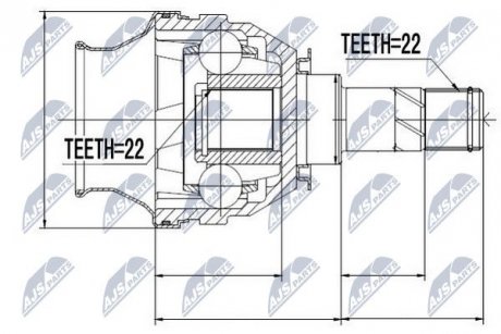 ШАРНІР РІВНИХ КУТОВИХ ШВИДКОСТЕЙ | OPEL ASTRA H 2004-2010, ZAFIRA B 05-11 NTY NPWPL026 (фото 1)