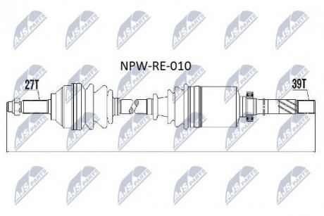 ПІВВІСЬ | RENAULT TRAFFIC II 1.9DCI,2.0,2.5DCI 01- GEAR PK5/PK6, VIVARO KOMBI 01- /ПРАВ/ NTY NPWRE010