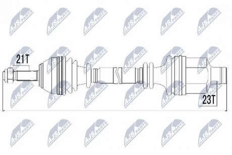 Піввісь права (на шплінт) Renault Clio II 1.1/1.2/16V/1.4/16V/1.5dCi/1.6/1.9D/dTi 98-, Kangoo 1.2/16V/1.4/1.5dCi/1.6 16V/1.9D/dTi 98- L:754/A:21/K:23/ABS:26 NTY NPW-RE-014 (фото 1)