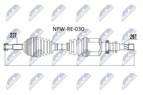 Піввісь права Renault Kangoo II, Renault Megane II 1.5 dCi 02- NTY NPW-RE-030