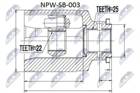 ШАРНІР РІВНИХ КУТОВИХ ШВИДКОСТЕЙ | SUBARU FORESTER S10 ATM 2.0 96-02, IMPREZA G10 ATM 2.0 92-00, LEGACY ATM 2.0 93-98 Л/П NTY NPWSB003