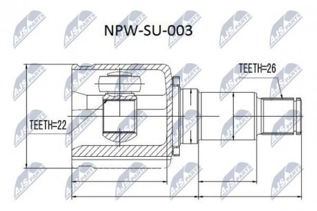 ШАРНІР РІВНИХ КУТОВИХ ШВИДКОСТЕЙ | SUZUKI GRAND VITARA JB416/420/627 05- /ПРАВ/ NTY NPWSU003