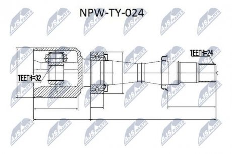 ШАРНІР РІВНИХ КУТОВИХ ШВИДКОСТЕЙ | TOYOTA AVENSIS CDT220 2.0 D-4D 99-03 /ПРАВ/ NTY NPWTY024