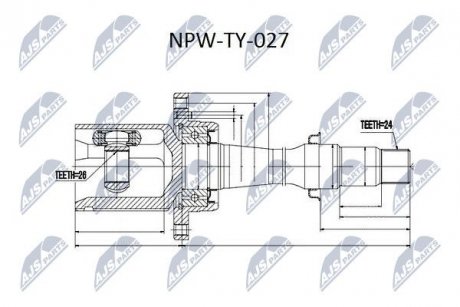 ШАРНІР РІВНИХ КУТОВИХ ШВИДКОСТЕЙ | TOYOTA AVENSIS AZT250/CDT250 2.0,2.0D-4D 03-06, CAMRY ACV30 USA 2.4 01-06 /ПРАВ/ NTY NPWTY027