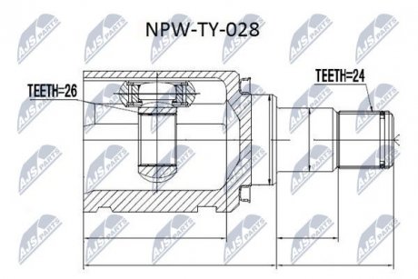 ШАРНІР РІВНИХ КУТОВИХ ШВИДКОСТЕЙ | TOYOTA AVENSIS CDT250 2.0D 03-06, ADT250 2.0D-4D 06-08, AZT250 2.0 03-08, COROLLA VERSO 2.0D-4D 04-05, COROLLA CDE120 2.0D-4D 01-07 /ЛІВ/ NTY NPWTY028