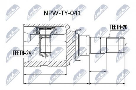 ШАРНІР РІВНИХ КУТОВИХ ШВИДКОСТЕЙ | TOYOTA YARIS 1.4D-4D MTM 05-11, COROLLA ZRE181/182 1.6 ATM/MTM,1.8 ATM 13-, AURIS HYBRID ZRE185 1.8 12- /ЛІВ/ NTY NPWTY041