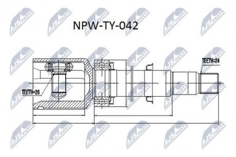 ШАРНІР РІВНИХ КУТОВИХ ШВИДКОСТЕЙ | TOYOTA AVENSIS ADT250 2.0D-4D 03-10.2008 /ПРАВ/ NTY NPWTY042