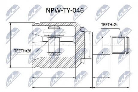 ШАРНІР РІВНИХ КУТОВИХ ШВИДКОСТЕЙ | TOYOTA CAMRY 2.4 /ATM/, AVALON 3.0 V6 06- /ЛІВ/ NTY NPWTY046