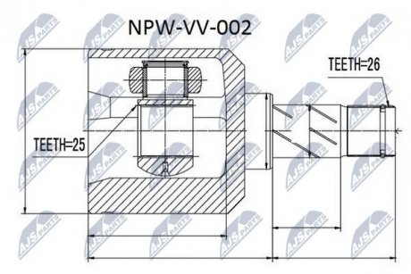 ШАРНІР РІВНИХ КУТОВИХ ШВИДКОСТЕЙ | VOLVO 850, C70/S70/V70 93-98 /ЛІВ/ NTY NPWVV002