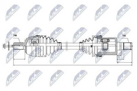 ПІВВІСЬ | VOLVO S80 2.5T 2007-2013 AT LH VOLVO S60 II D3/D4/D5 10-15, S80 II D5, 2.5T 07-, V60 D3/D5 10-16, V70 III D3/D4 10-15 /ЛІВ, ATM/ NTY NPWVV023