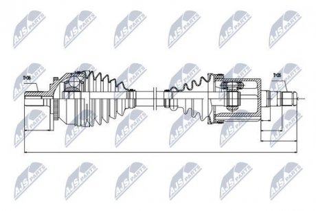 ПІВВІСЬ | VOLVO ENG. 2.0T,2.3T5,2.4,2.4D5,2.4T,2.4T5,2.5T,T5 S60 00-10, V70II 00-07, XC70 2.4T 00-02 /ATM,ЛІВ/ NTY NPWVV045 (фото 1)