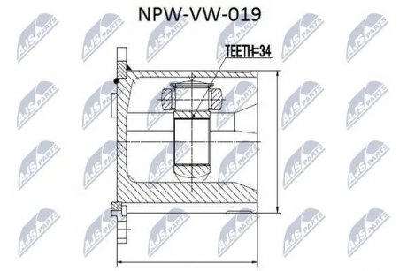 ШАРНІР РІВНИХ КУТОВИХ ШВИДКОСТЕЙ | VW SHARAN 00-03, FORD GALAXY 00-03, SEAT ALHAMBRA 00-03 NTY NPW-VW-019