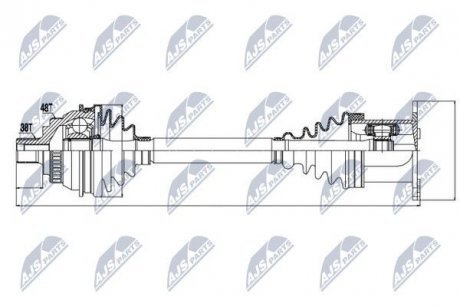 ПІВВІСЬ | VW SHARAN 1.8T, 1.9TDI, 2.0, 2.8VR6 00-, SEAT ALHAMBRA 1.8T, 1.9TDI/2.0, 2.0, 2.8VR6 00, FORD GALAXY 1.9, 2.8VR6 03- /Л/П OPCJA 1/ NTY NPWVW036 (фото 1)