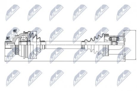 ПІВВІСЬ | VW SHARAN 1.8T, 1.9TDI, 2.0, 2.8VR6 00-, SEAT ALHAMBRA 1.8T, 1.9TDI, 2.0, 2.8VR6 00, FORD GALAXY 1.9TDI, 2.8VR6 03- /OPCJA 2/ NTY NPWVW037 (фото 1)