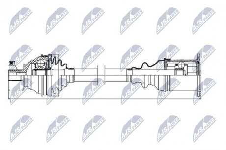 ПІВВІСЬ | VW GOLF V/VI 1.9/2.0TDI 03-, PASSAT 1.9TD, 2.0TDI, 3.2FSI 05-, CADDY 04-, TOURAN 03-, JETTA 05-, CC 11-, SKODA OCTAVIA 1.9/2.0TDI 04, SUPERB 2.0TDI 08-, AUDI A3 1.9/2.0TDI 03- /ЛІВ NTY NPWVW039 (фото 1)