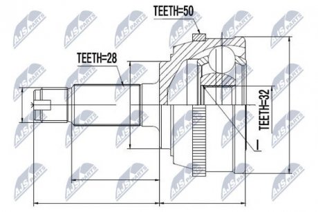 ШАРНІР РІВНИХ КУТОВИХ ШВИДКОСТЕЙ | HONDA ACCORD CE/CF 96-98,ACCORD CG 2.0TD 98-,NSX 90-,ROVER 600 93- /+ABS=50T/ NTY NPZHD032