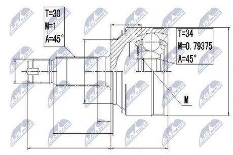 ШРКШ зовн. 30x34x88 Honda Accord 2,0 08- NTY NPZHD061 (фото 1)