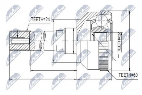 ШАРНІР РІВНИХ КУТОВИХ ШВИДКОСТЕЙ | LAND ROVER DEFENDER 2.4D 07-,2.5D 94-,3.5 94-98 /40-32/ NTY NPZLR011 (фото 1)