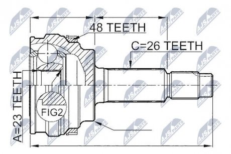 ШАРНІР РІВНИХ КУТОВИХ ШВИДКОСТЕЙ | TOYOTA PRIUS NHW20 1.5 03-09 NTY NPZTY004