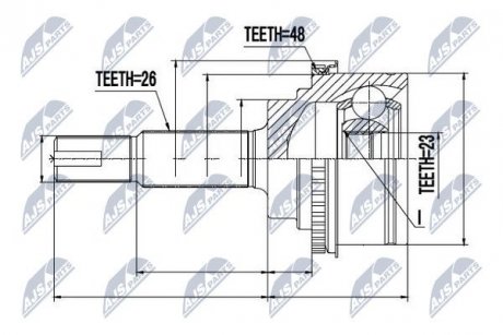 ШАРНІР РІВНИХ КУТОВИХ ШВИДКОСТЕЙ | TOYOTA HIGHLANDER 00-07, LEXUS RX300/330/350 03-08 /ЗАД/ NTY NPZTY075