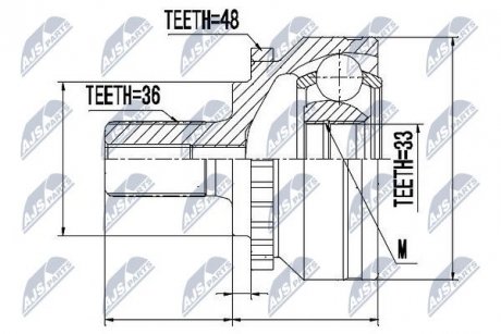 ШАРНІР РІВНИХ КУТОВИХ ШВИДКОСТЕЙ | VOLVO S60 2.0T, 2.4 00-, S70 2.0T, 2.0 20V, 2.5 97-, S80 2.0T, 2.0 20V NTY NPZVV012