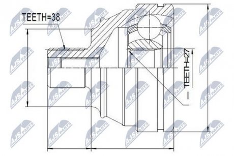 ШАРНІР РІВНИХ КУТОВИХ ШВИДКОСТЕЙ | VW TRANSPORTER T4 1.9D/TD,2.0,2.4D,2.5 94- NTY NPZVW009