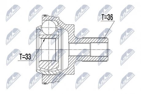 ШАРНІР РІВНИХ КУТОВИХ ШВИДКОСТЕЙ | VW 4MOTION GOLF V/VI/VII, PASSAT 05-, TIGUAN 07-, AUDI A3 QUATTRO 04-, Q3 QUATTRO 11-, SKODA OCTAVIA II 4X4 04-, SEAT ALTEA XL 4X4 07- /ЗАД,Л/П/ NTY NPZVW043