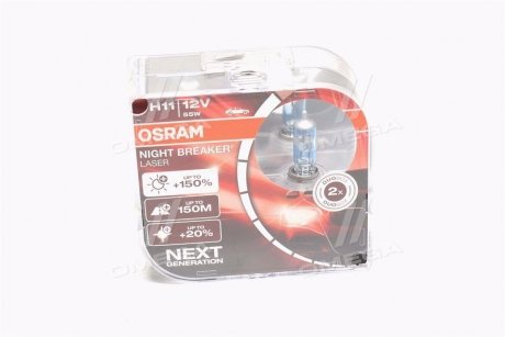 Автолампа Night Breaker Laser H11 PGJ19-2 55 W прозоро-блакитна OSRAM 64211NLHCB (фото 1)