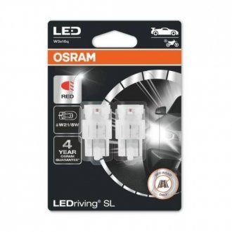 Лампа світлодіодна LED W21/5W 12V 3W W3X16Q LEDriving SL (blister 2шт) червона OSRAM 7515DRP02B