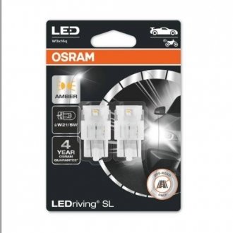 Лампа світлодіодна LED W21/5W 12V 3W W3X16Q LEDriving SL (blister 2шт) жовта (вир-во) OSRAM 7515DYP02B (фото 1)