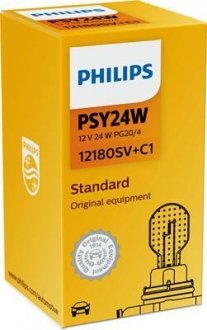 Лампочка Silver Vision вспомогательная PSY24W (12 В, 24 Вт, тип гнезда: PG20/4) PHILIPS 12180SVC1