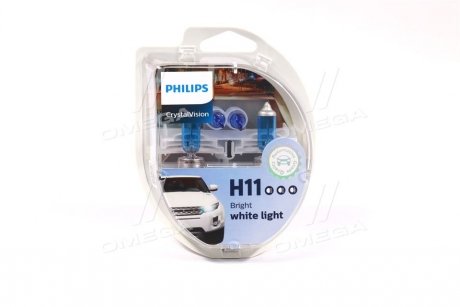 Лампа накаливания H11 12V 55W PGJ19-2 Cristal Vision + 2x W5W 4300K (к-т) (выр-во) PHILIPS 12362CVS2