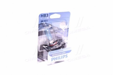 Лампа розжарювання HB3 WhiteVision ultra 12V 60W P20d (+60) (3800K) 1шт. blister PHILIPS 9005WVUB1