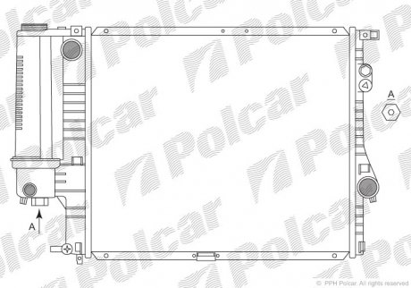 Радиатор основной BMW E39 520/523/528 96-00 Polcar 201608-3