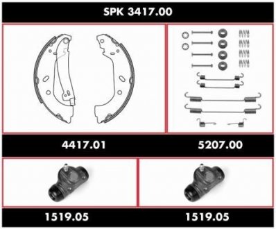 Комплект тормозов, барабанный тормозной механизм ROADHOUSE SPK341700