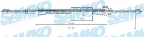 Трос ручного гальма.r. BERLINGO PARTNER 1745/1405 /L/ SAMKO C0093B