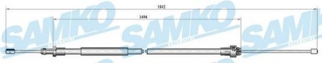 Трос ручного тормоза.r. BERLINGO PARTNER 1820/1480 /P/ SAMKO C0094B