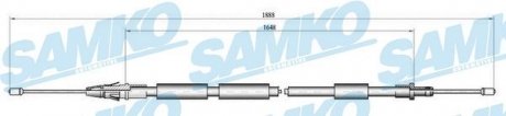 Трос ручного тормоза.r. XSARA PICASSO /L 1860/1645 SAMKO C0106B