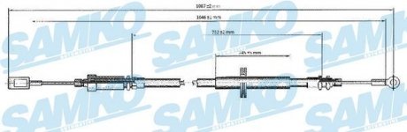 Трос ручного гальма.r. CI/FI/PE przуd 1078/761 SAMKO C0173B