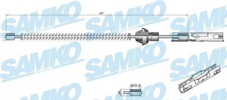 Трос ручного тормоза.r. FORD MAZDA 175 SAMKO C0250B