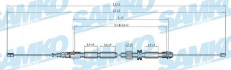 Трос ручного тормоза.r. MONDEO III 1720/1515 SAMKO C0263B