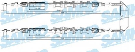 Трос ручного тормоза.r. VECTRA B 1455/1275+1455/1235 SAMKO C0583B (фото 1)