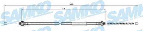 Трос ручного тормоза. P206 1638/1303 bкbny SAMKO C0611B