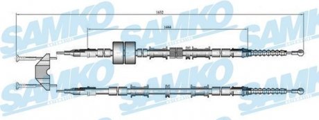 Трос ручного тормоза.r. MERIVA 1615/1440+1615/1440 tarcze SAMKO C0652B