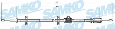 Трос ручного гальма.r. S70 1680/1450 SAMKO C0914B