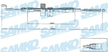 Трос ручного гальма.r. T4 845/520 SAMKO C0971B