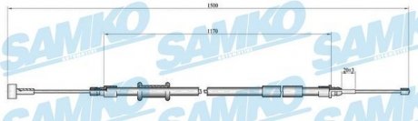 Трос ручного тормоза.r. CI/FI/PE 1480/1170 SAMKO C1009B